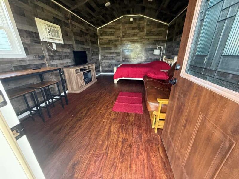 Rustic cabin at howling hills campground